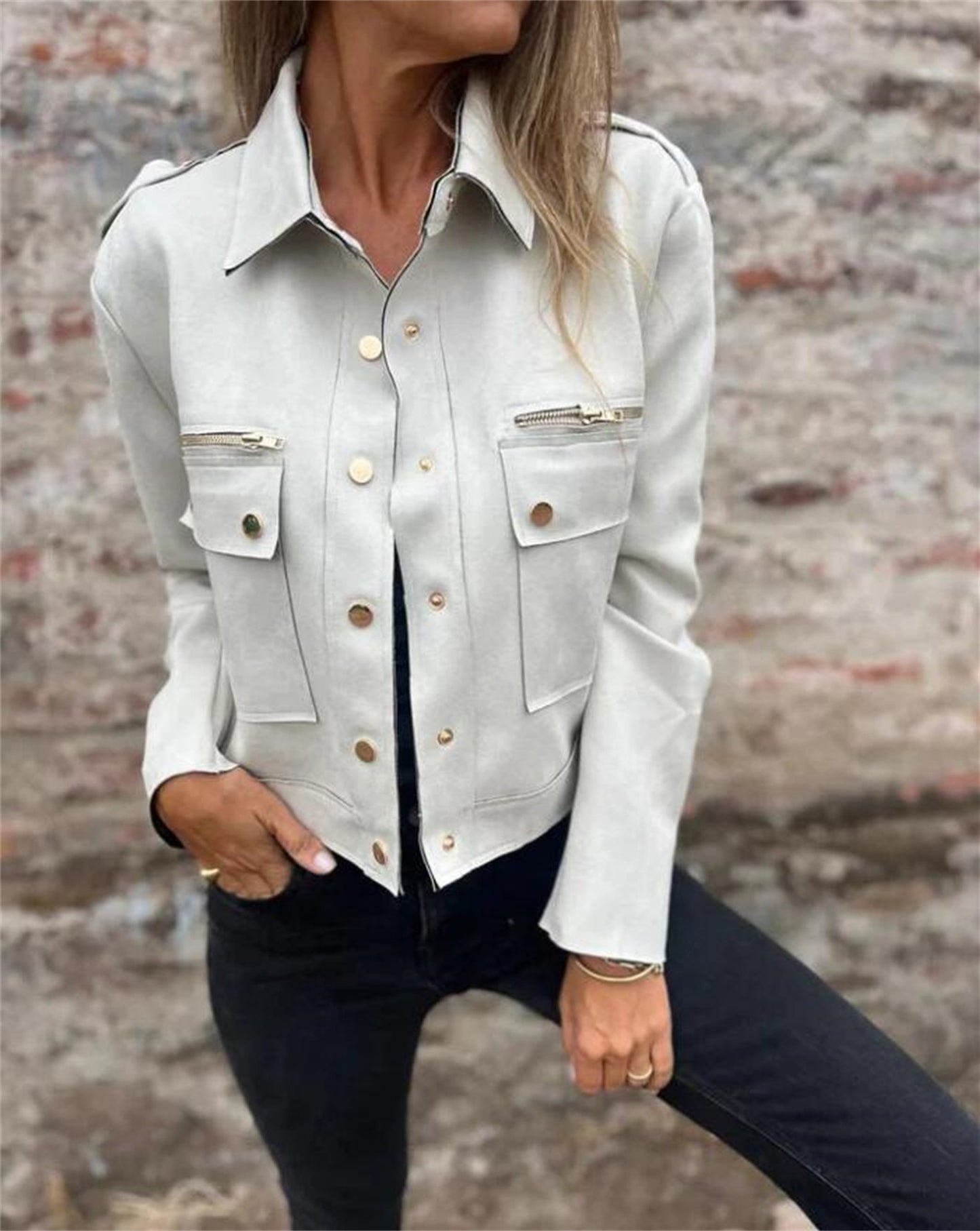 Vestes Revers avec Manches Longues