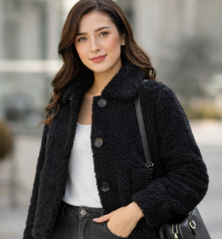 Veste Courte Femme en Laine d’Agneau – Chaude, Douce