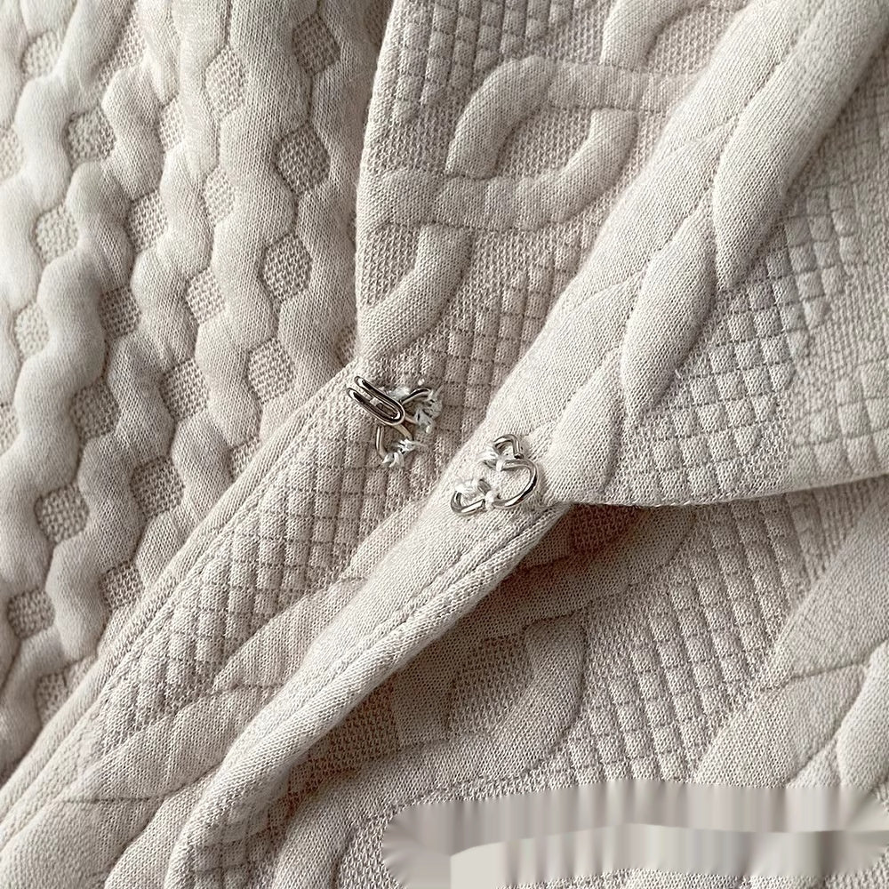 Manteau Femme en Maille Jacquard à Col Tailleur