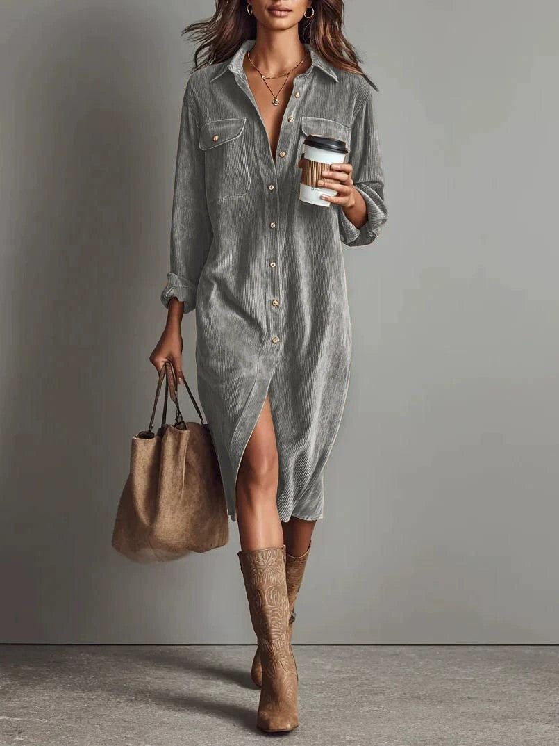 Robe chemise élégante col rabattu