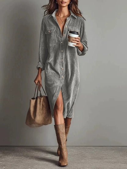 Robe chemise élégante col rabattu