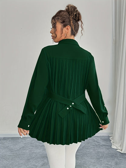 Chemise élégante et décontractée, couleur unie, avec plis à la taille