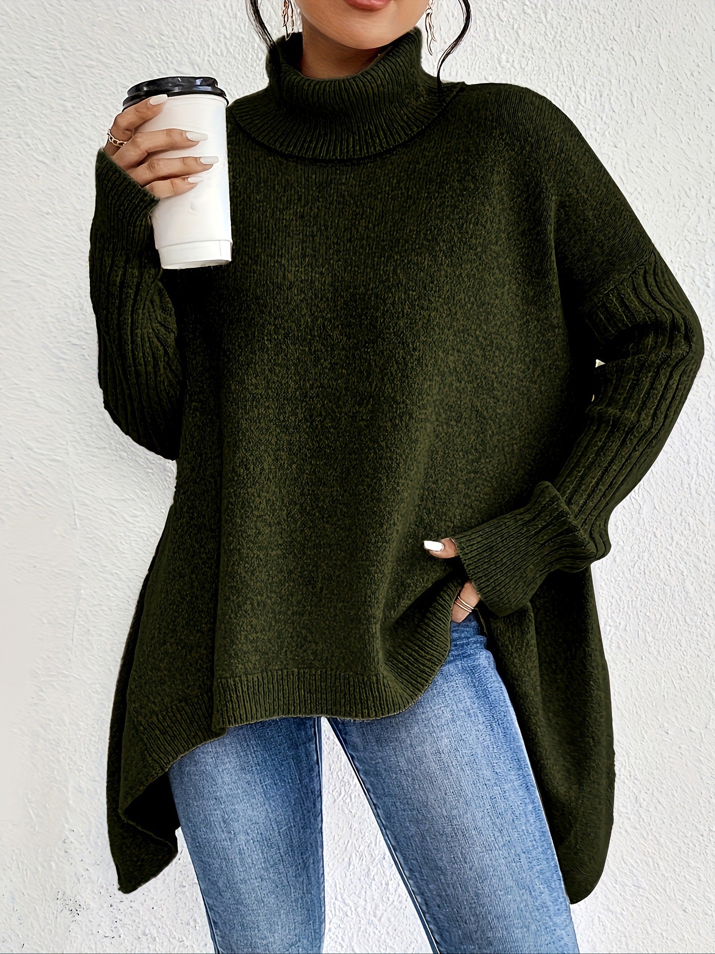 Pull Col Roulé Asymétrique Femme