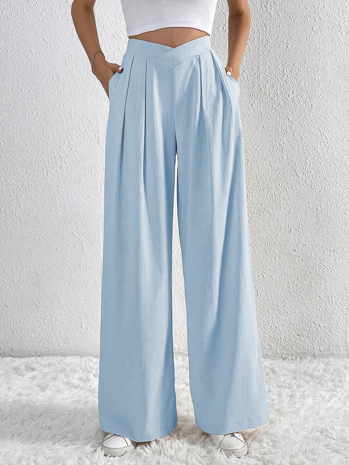 Pantalon Plissé Large Femme