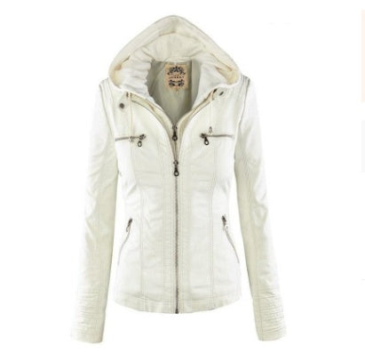 Veste Cuir Capuche Détachable Femme