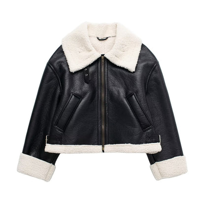 Women's Casual Fur Brown Double-sided Short Coat