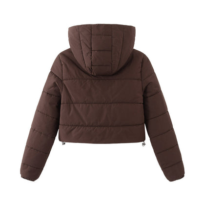 Veste Courte Femme à Capuche Zippée – Hiver Chaud