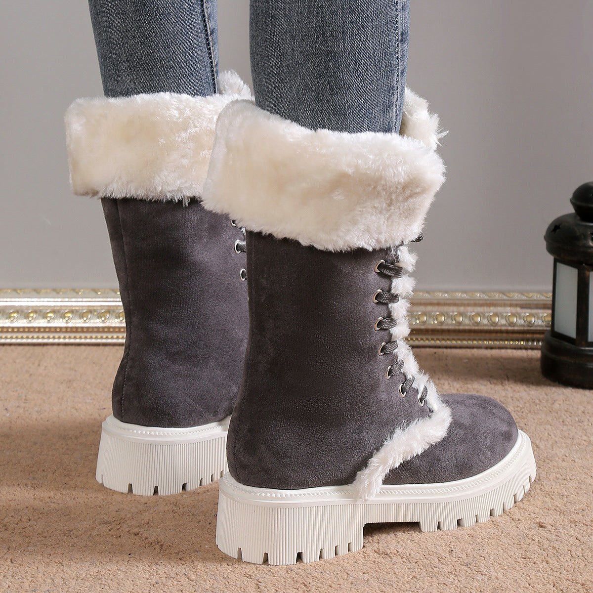 Bottes de Neige Femme à Lacets – Doublées Chaudes, Confortables