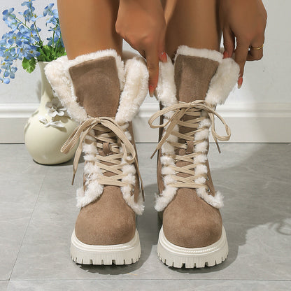 Bottes de Neige Femme à Lacets – Doublées Chaudes, Confortables