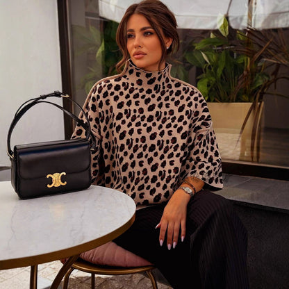 Pull ample en maille imprimé léopard