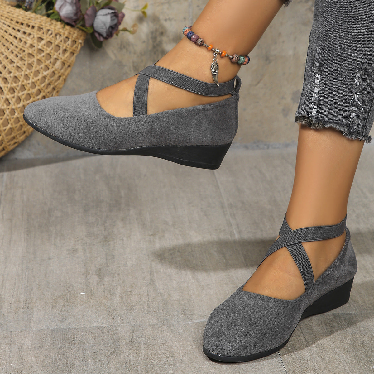 Ballerines À Talons Compensés Fermées