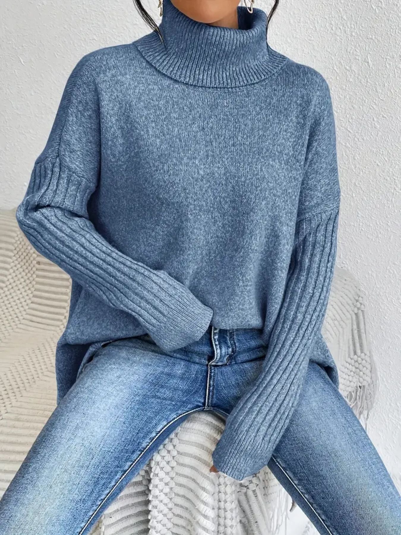 Pull Col Roulé Asymétrique Femme