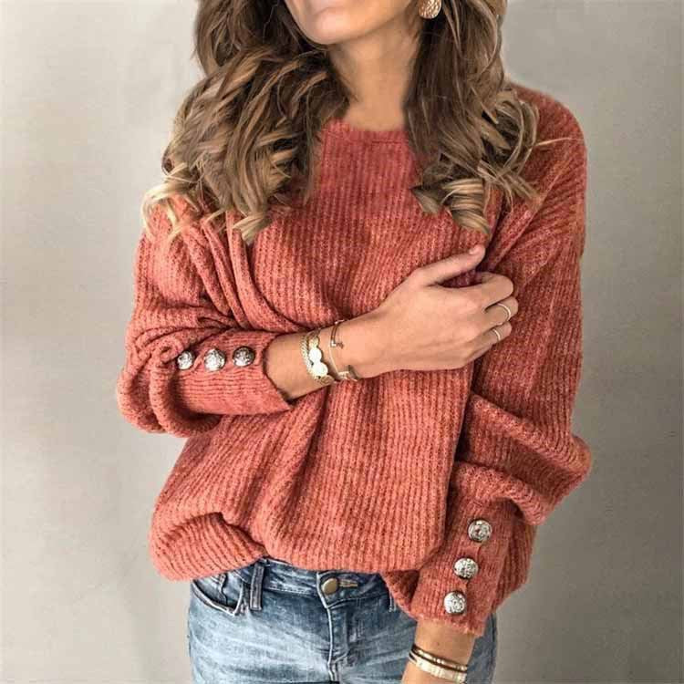 Tricot Femme en Maille Boutonné – Col Rond & Style Chic