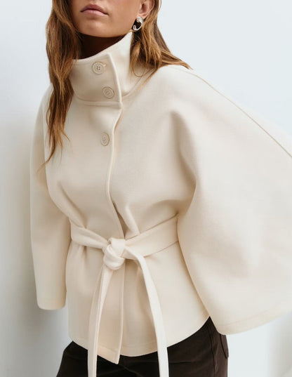 Veste  Trench Femme Col Montant Ceinturé