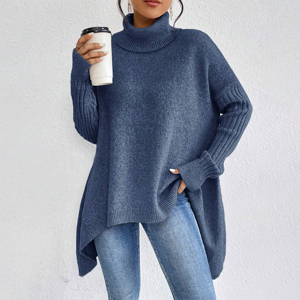 Pull Col Roulé Asymétrique Femme