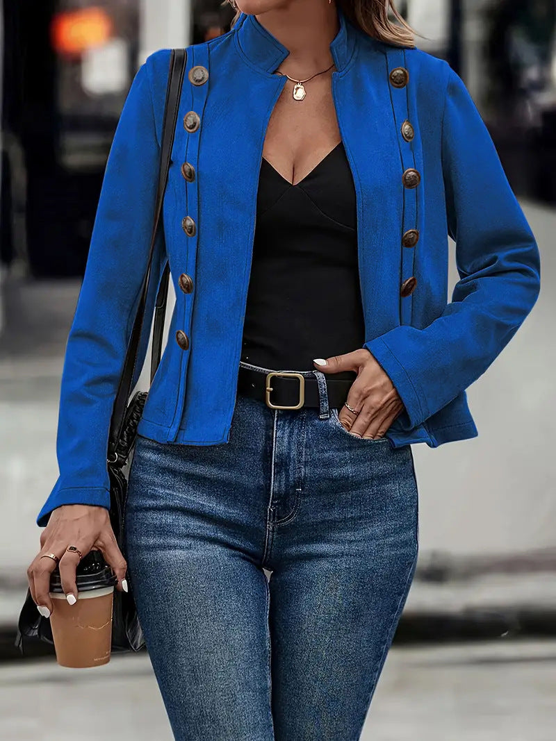 Manteau rétro à manches longues en velours de peau