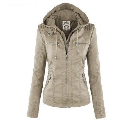 Veste Cuir Capuche Détachable Femme