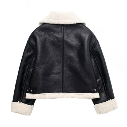 Women's Casual Fur Brown Double-sided Short Coat