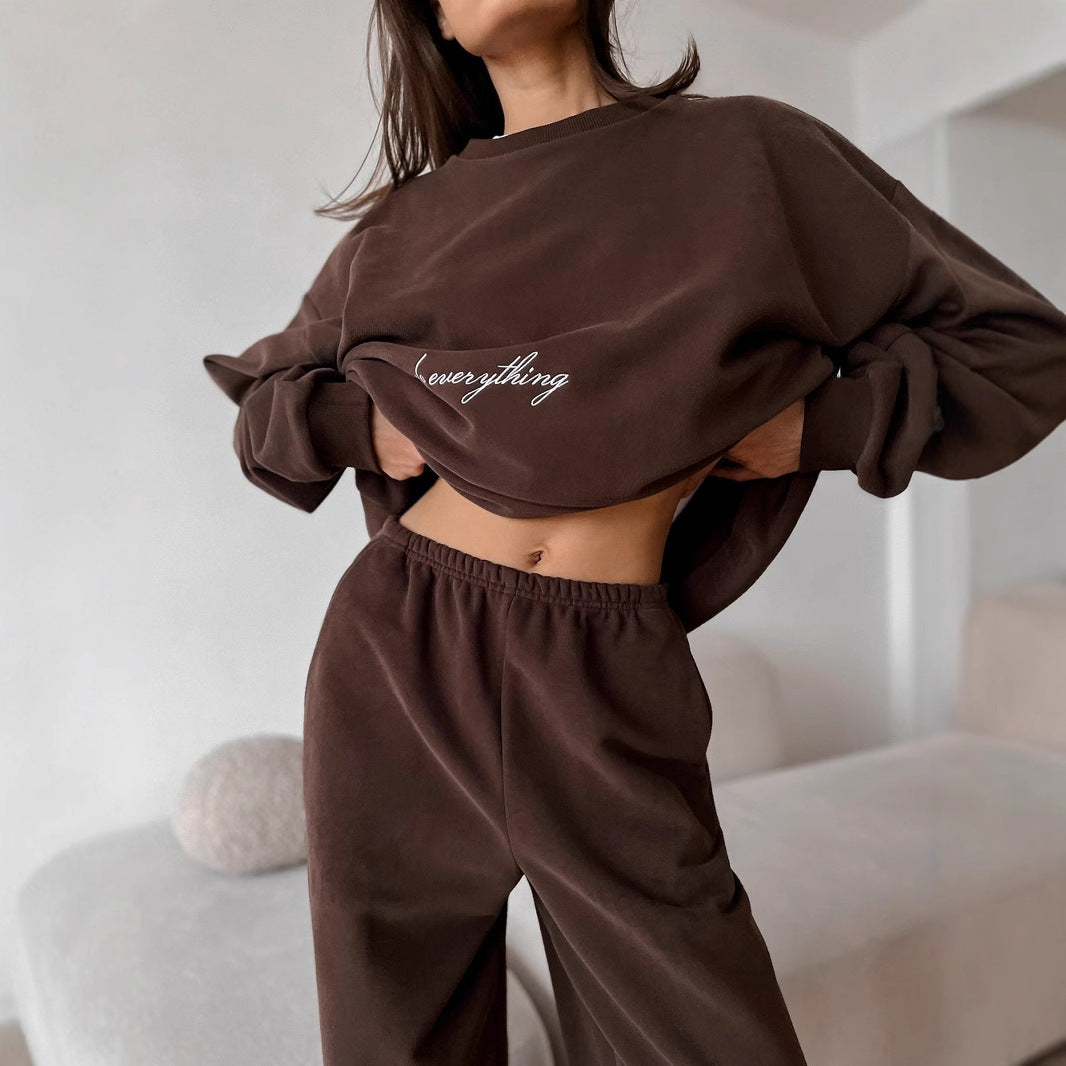 Ensemble deux pièces décontracté en tricot imprimé