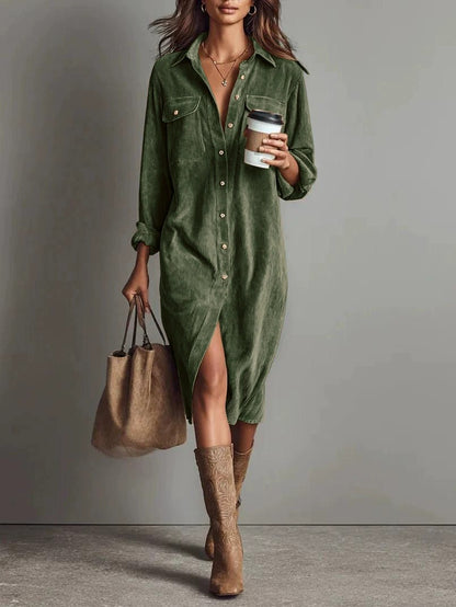 Robe chemise élégante col rabattu
