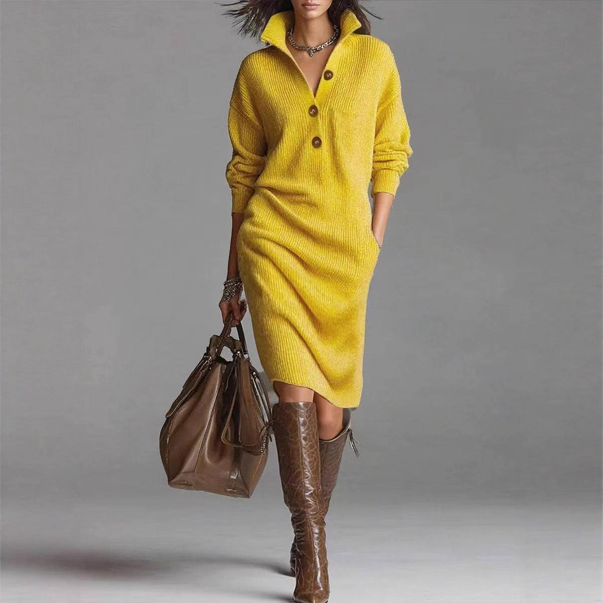 Robe-pull à manches longues