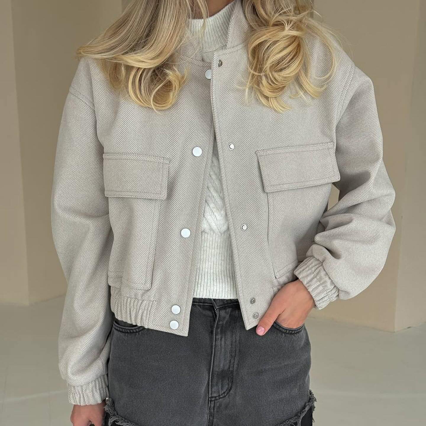 Veste uni pour femme, style décontracté