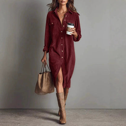 Robe chemise élégante col rabattu