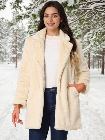 Manteau Femme Mi-Long en Fausse Fourrure