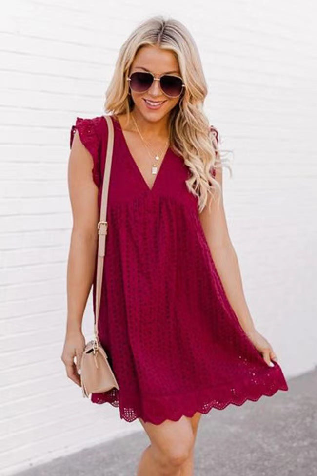 Robe dentelle noire col V
