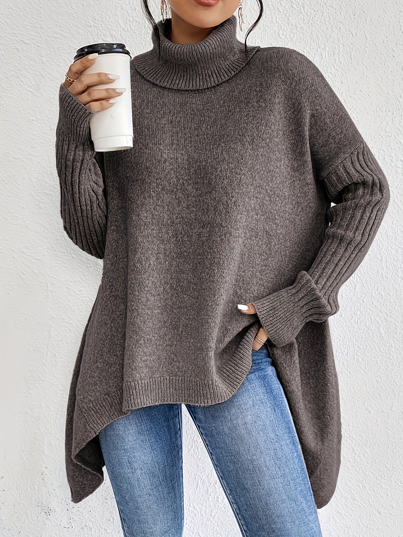 Pull Col Roulé Asymétrique Femme
