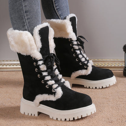 Bottes de Neige Femme à Lacets – Doublées Chaudes, Confortables
