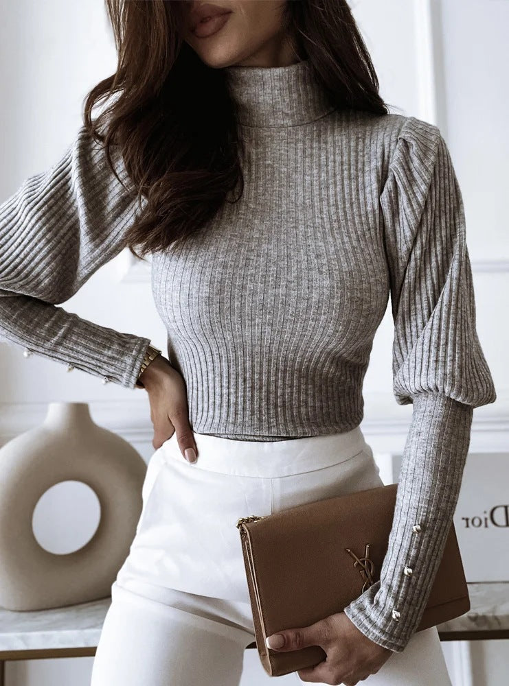 pull à col montant et bas évasé pour femme