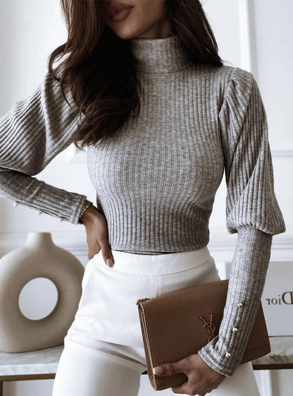 pull à col montant et bas évasé pour femme