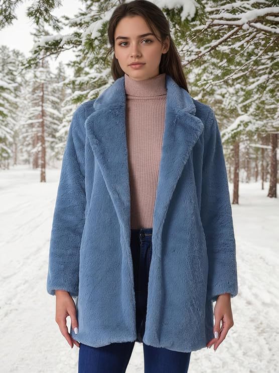 Manteau Femme Mi-Long en Fausse Fourrure