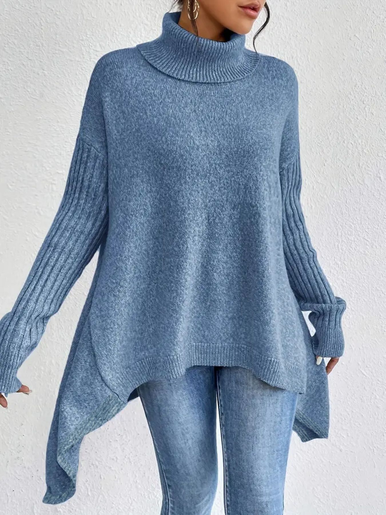 Pull Col Roulé Asymétrique Femme