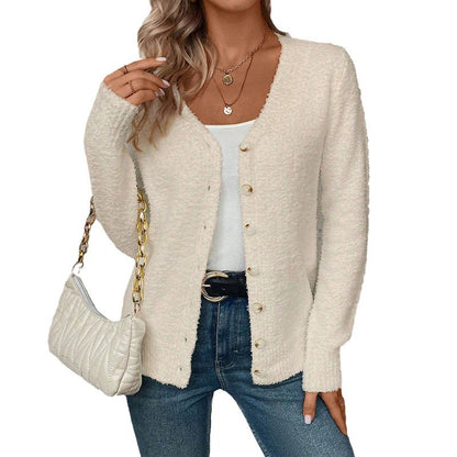 Tricot pour Femme Ample Boutonné Couleur Unie