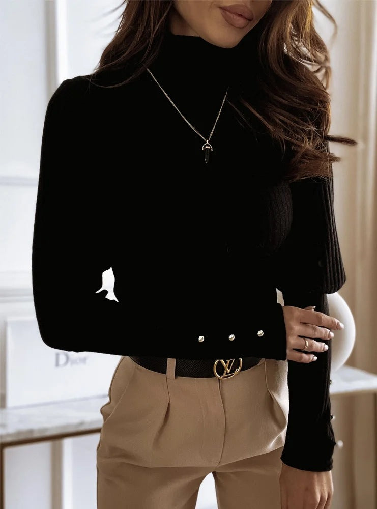 pull à col montant et bas évasé pour femme