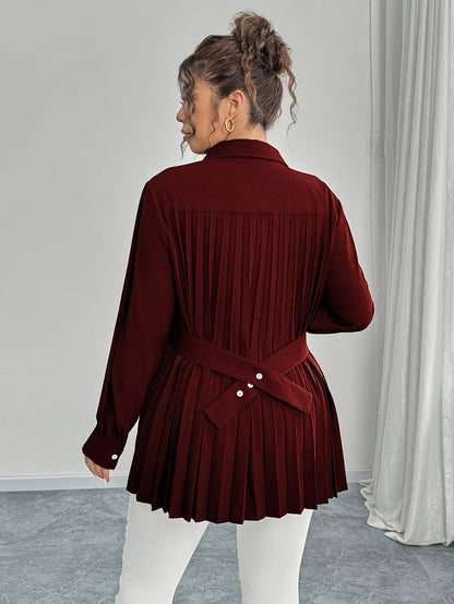 Chemise élégante et décontractée, couleur unie, avec plis à la taille