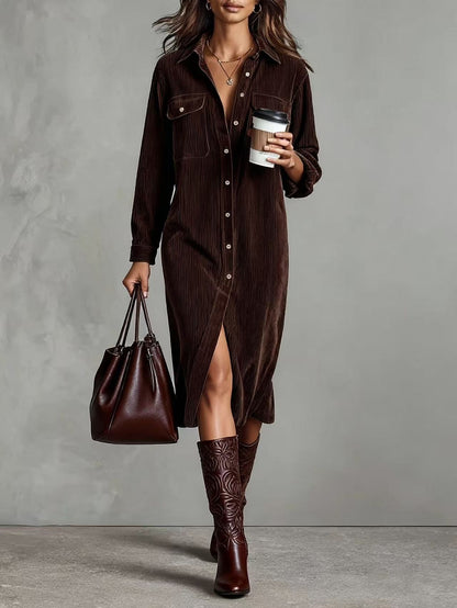 Robe chemise élégante col rabattu