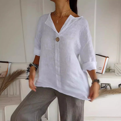 T-shirt Lin Coton Femme Col V