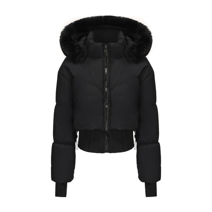 Veste Femme Courte Cintrée à la Taille avec Capuche