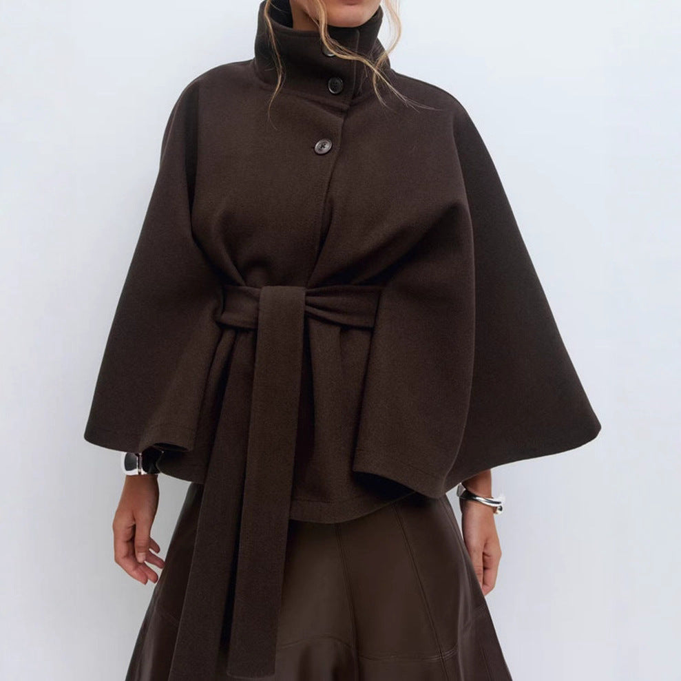 Veste  Trench Femme Col Montant Ceinturé