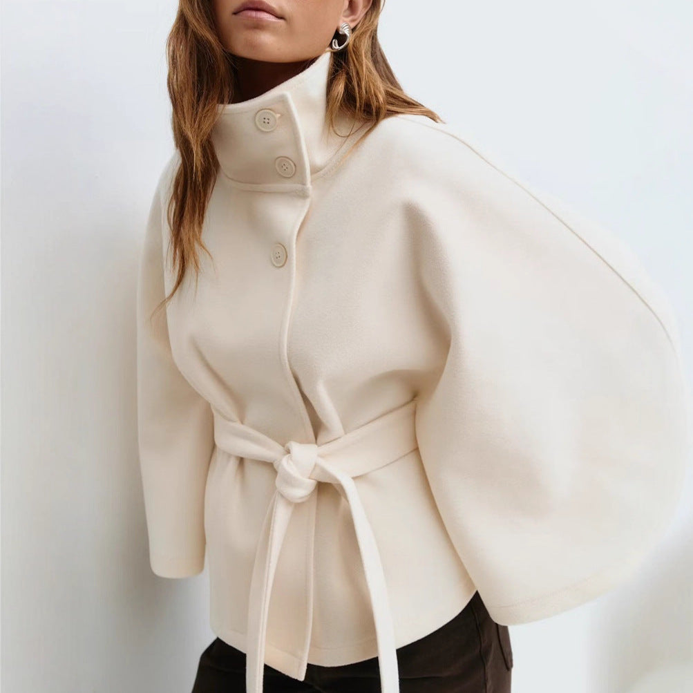 Veste  Trench Femme Col Montant Ceinturé
