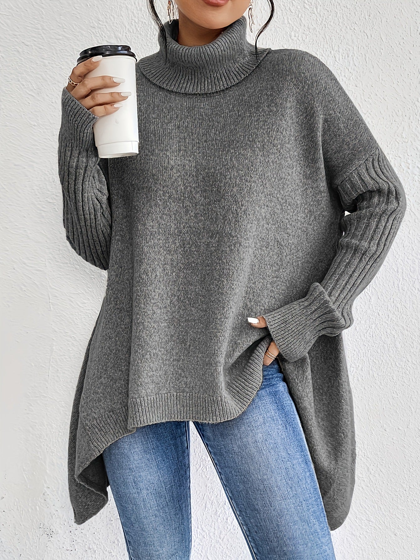 Pull Col Roulé Asymétrique Femme