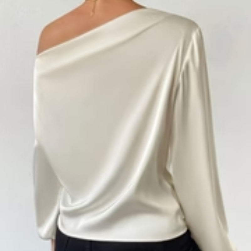 T-shirt à manches longues pour femme, pull asymétrique