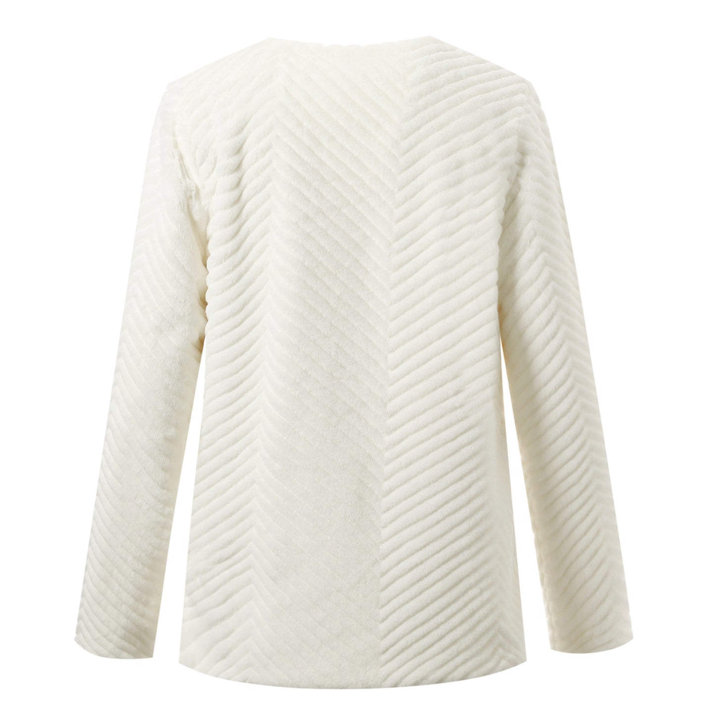 Veste en fausse fourrure à col en V pour femme