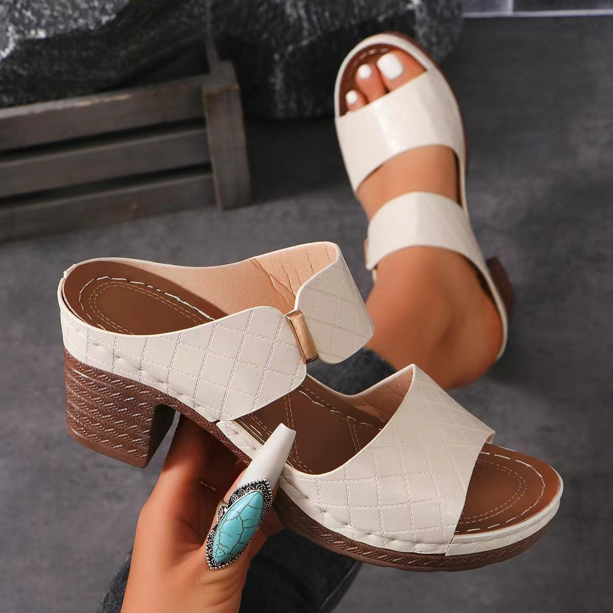 Sandales Talon Carré Femme