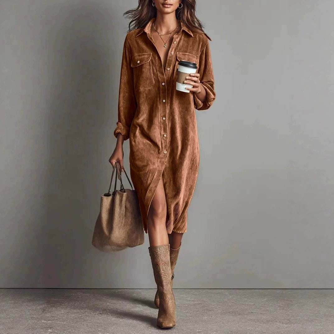 Robe chemise élégante col rabattu