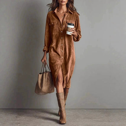 Robe chemise élégante col rabattu