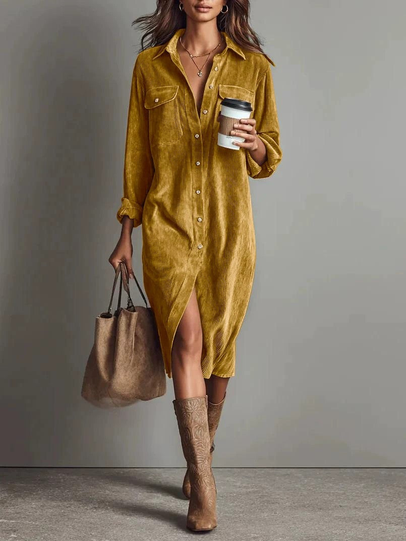 Robe chemise élégante col rabattu